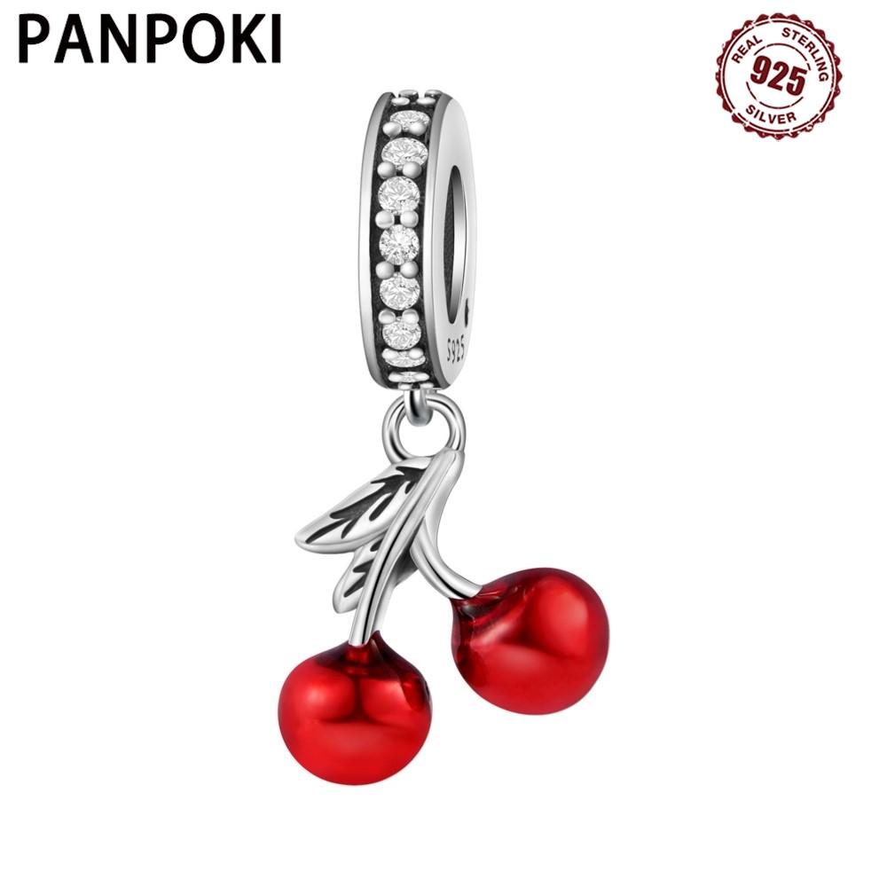 Copper Metal Cute Cherry Pendant Bead Components Bracelet High Quality Fine Jewelry Charm Bead Components Compatible With Bangle Designed For Women
