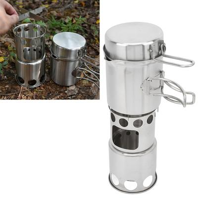 Stainless Steel Portable Camping Stove Non Slip Support Cooking Pot Set  Camping