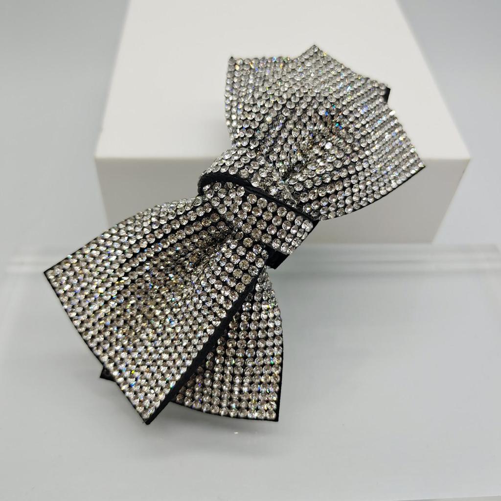 Štrasová mašlička do vlasů: Korejská spona do vlasů v jiskřivém stylu, elegantní čelenka pro celebrity.