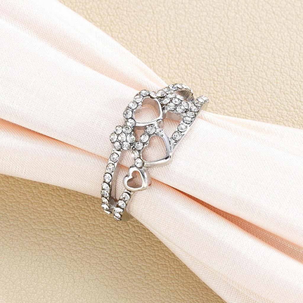 Eleganter Herzschlag-Design Damenring aus Legierung mit Diamanten