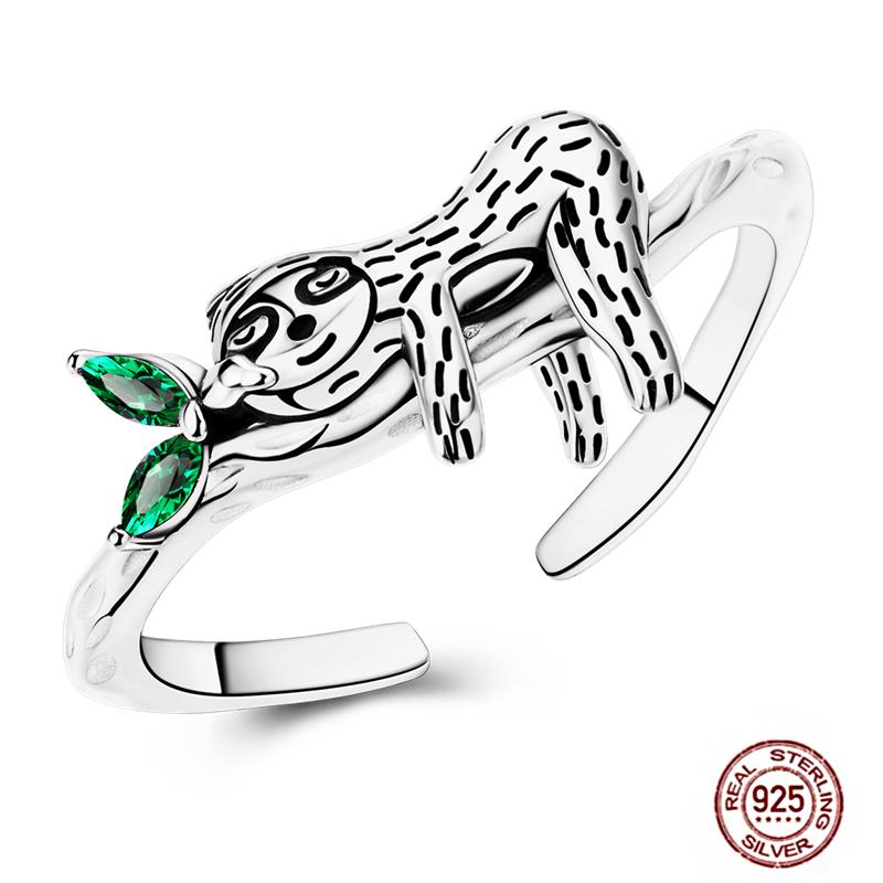 Free Size 925 Sterling Silver Ring Butterfly Sun Moon Sunflower Crystal Original Adjustable Rings for Women Wedding Jewelry Gift