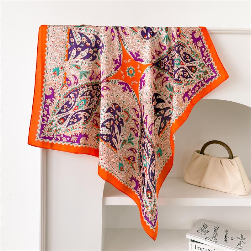 

Квадратный платок Женский Искусственный шелк Бандана Профессиональное украшение Повязка на голову Шарф для волос Весна/Лето Роскошный шейный платок Хиджаб