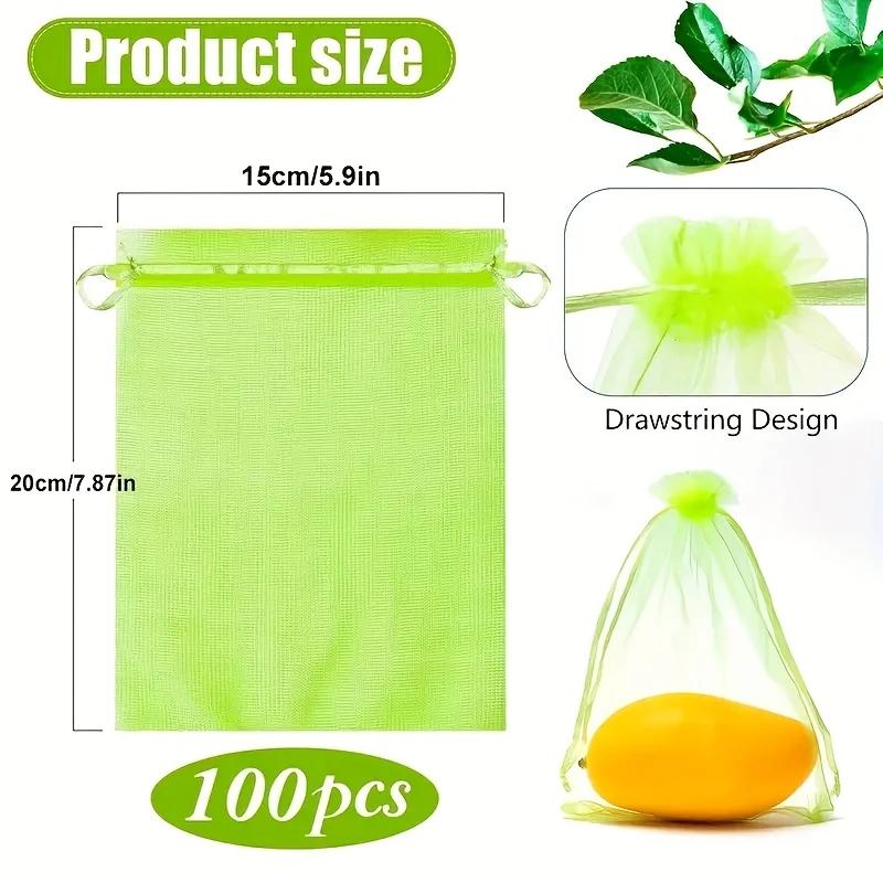100Pcs Fruit Insect Proof Mesh Bag, Vegetable and Fruit Bird and Insect Proof Mesh Bag