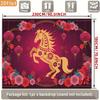 2D Lunar New Year Photography Backdrop with Golden Horse, Flowers and Red Lanterns