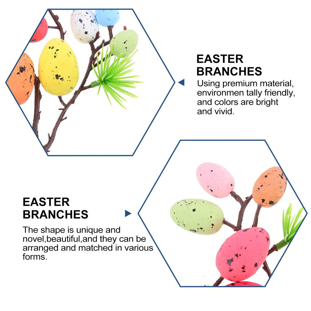 4Pcs Easter Egg Branches Realistic Artificial Colorful DIY Decoration for Party Photo Props Easter Branch Decor Supplies