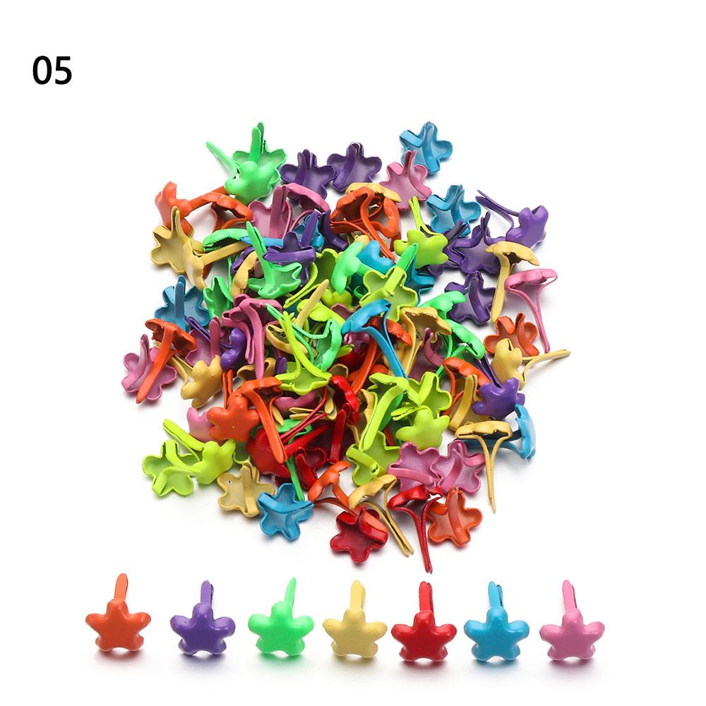 100Pcs Metal Brad Studs Spikes Plated Mini Brads Scrapbooking Embellishment Clasp Fastener DIY Photo Album Crafts Decoration