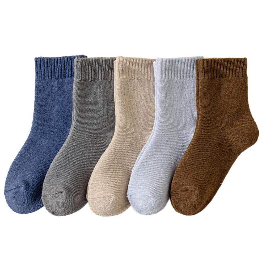 5Pairs Short Tube Kids Thicken Socks Warm Children's Winter Socks Girls Floor Plush Socks  Children