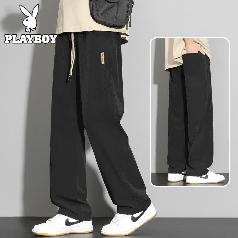 

PLAYBOY Men s Ice Silk Loose Straight Casual Pants M