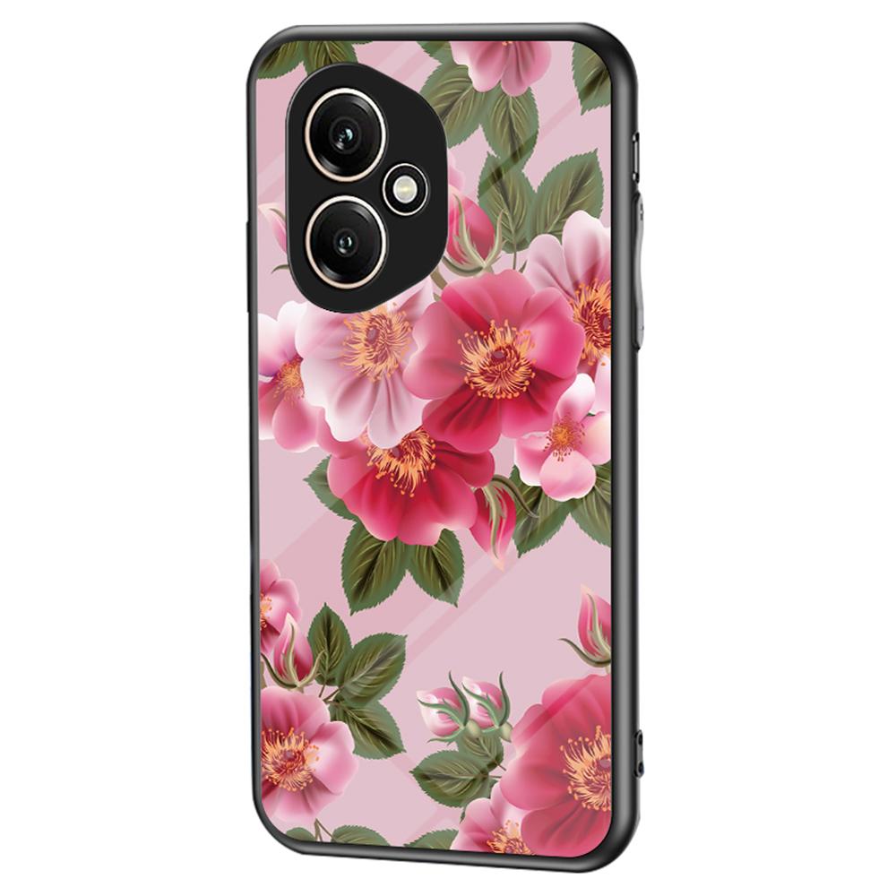 For Honor 400 5G (Global) Case Floral Pattern TPU+Tempered Glass Protective Phone Cover