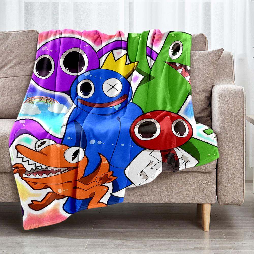 Rainbow Friends Theme Printed Blanket - Perfect for Couch, Bed, Travel & Outdoor Use | Machine Washable, Cozy & Durable.
