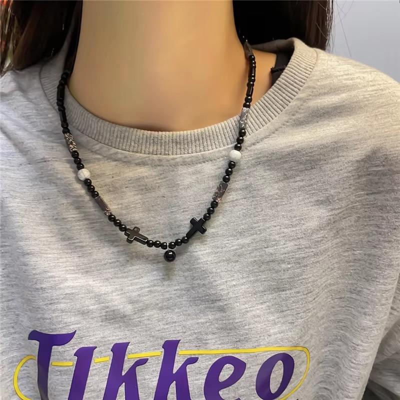 Kpop Fashion Star Pentagram Pendant Y2K Beaded Choker Necklace For Women Men Aesthetic Jewelry Punk Hip Hop Grunge Accessories