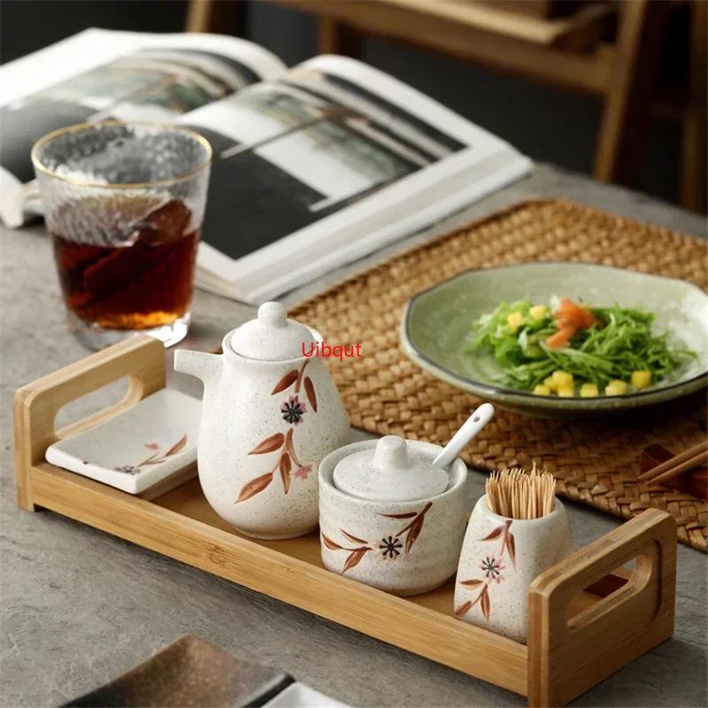 Japanese Tank Creative Seasoning Can Ceramic Seasoning Tank Kitchen Ware Storage Bottles and Jars Bottle Glass Bottle Jars