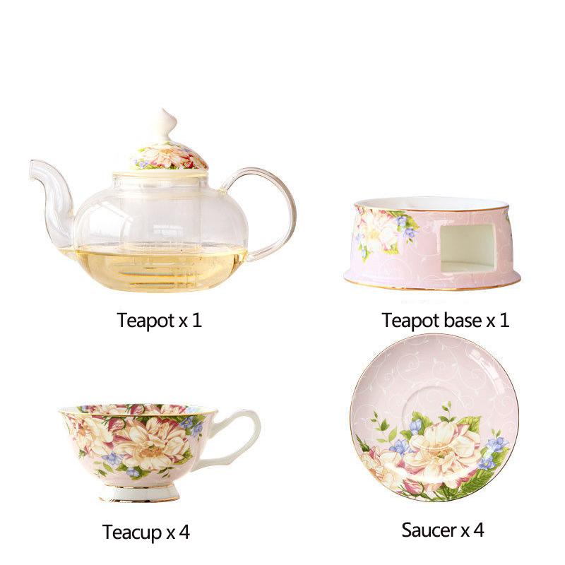 Szklany Zestaw do Herbaty Europejski Dom Gotowany Czajnik do Kwiatów Ceramiczny Czerwony Zestaw Filiżanek do Herbaty Pełny Zestaw Popołudniowy Zestaw do Herbaty Można Podgrzewać