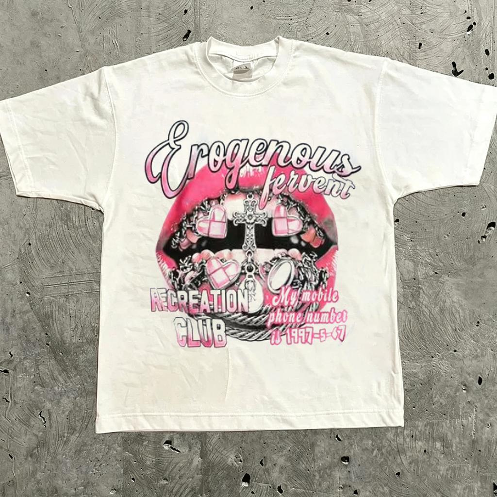 Graphic T-shirt Men Women Vintage Top Hip Hop Streetwear Oversized Tshirt Short Sleeve Casual Clothing Summer Fashion Y2K Tee