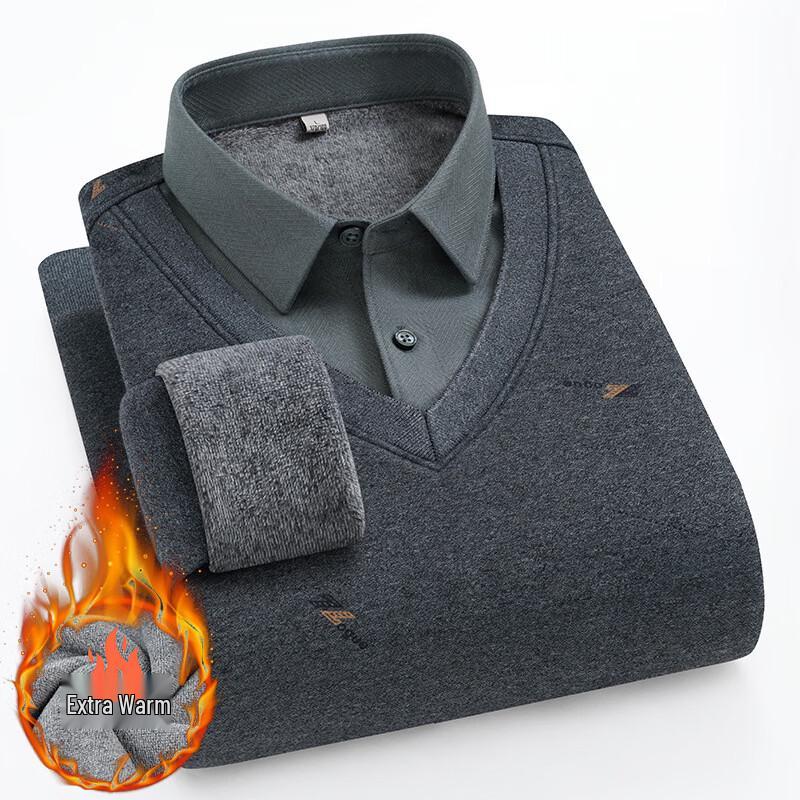 Men s Ankelai Fleece-Lined Thermal Base Layer Shirt Top L