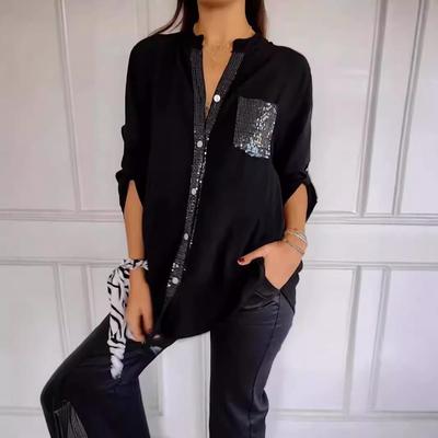 2024 Cross-Border Sequin Fashion Women's Slim Fit Shirt