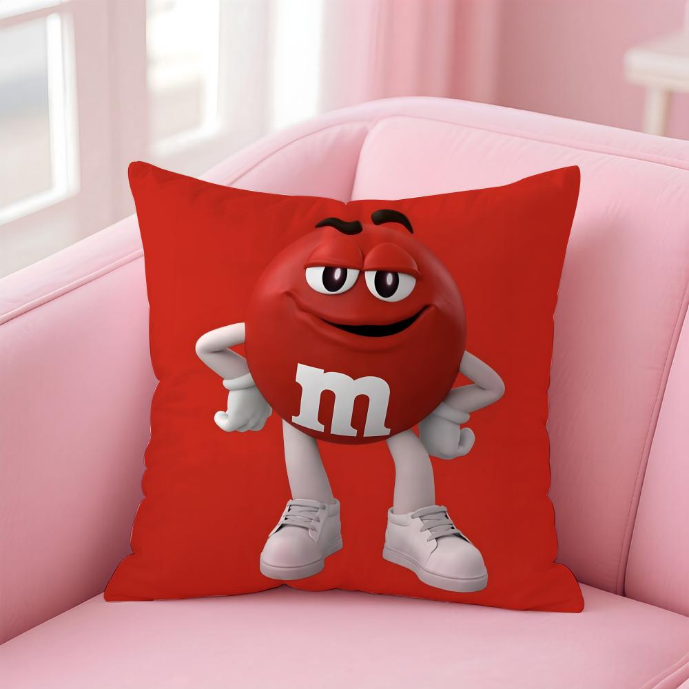 cartoon M-M&M's Cushion Cover Home & Car Multi-Scene Pillow Cover - Reversible, Soft & Durable for Daily Use