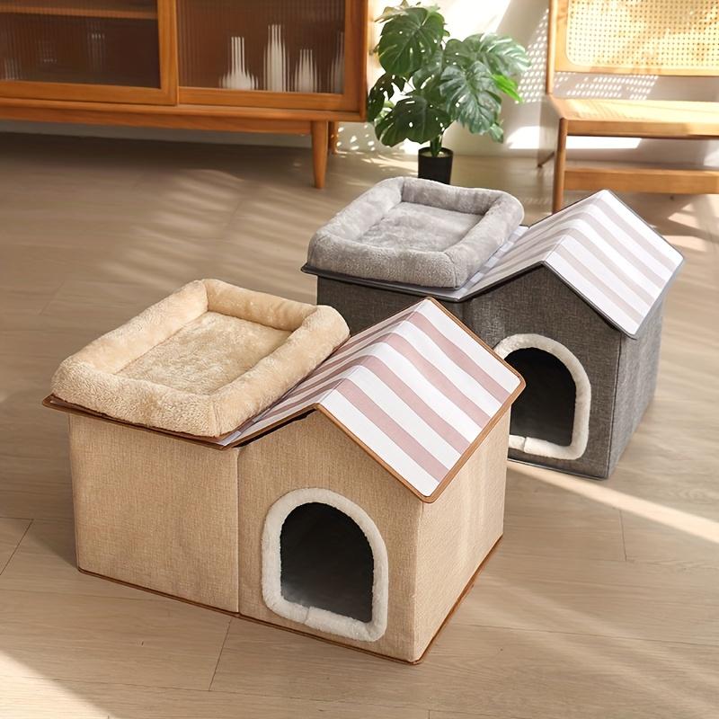 2-in-1 Cat House with Removable Bed - Large All-Season Warm Pet Villa for Indoor & Outdoor Use, Cozy Durable Cat Furniture