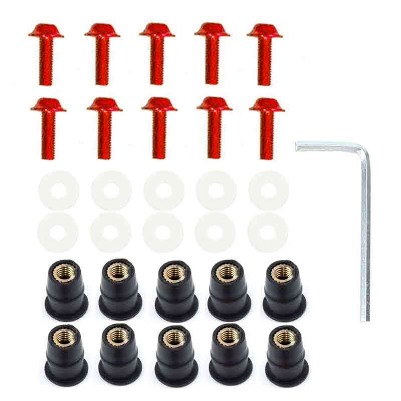 1 Set Red M5x16mm Windscreen Windshield Mounting Bolts Screws Kits Universal for Motorcycle Scooter Quad