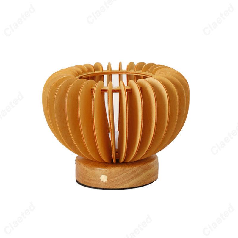 Retro and Minimalist LED Pumpkin Night Light Wooden Homestay Study Room Bedroom Charging Touch Atmosphere Night Light