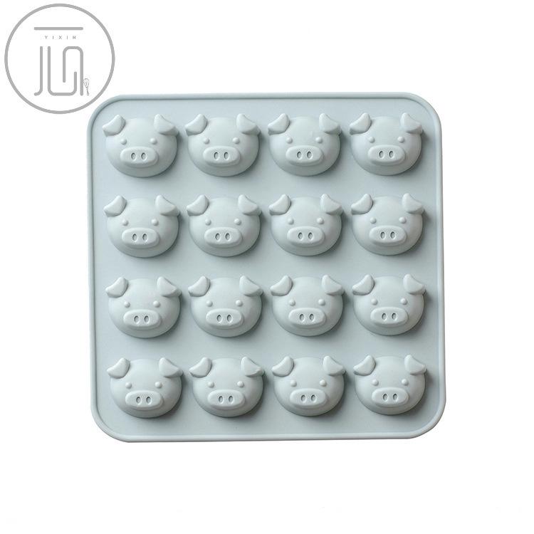 16 Even Cartoon Expression Pig Head Silicone Chocolate Mold Ice Mold Mold Aroma Plaster Mold DIY