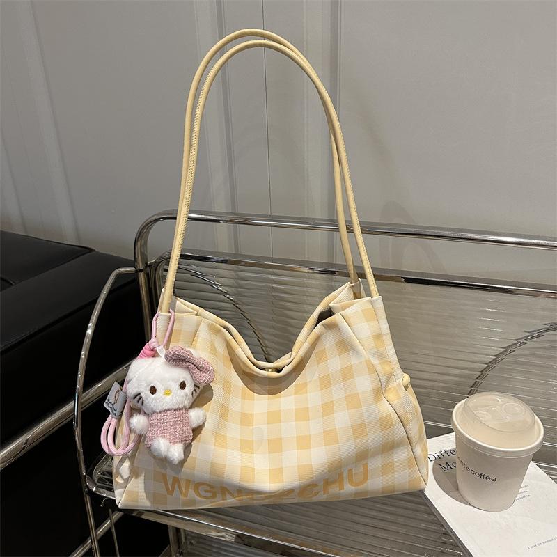 Premium Plaid Bag Women's Autumn New Commuter Armpit Bag Large Capacity Shoulder Tote Bag