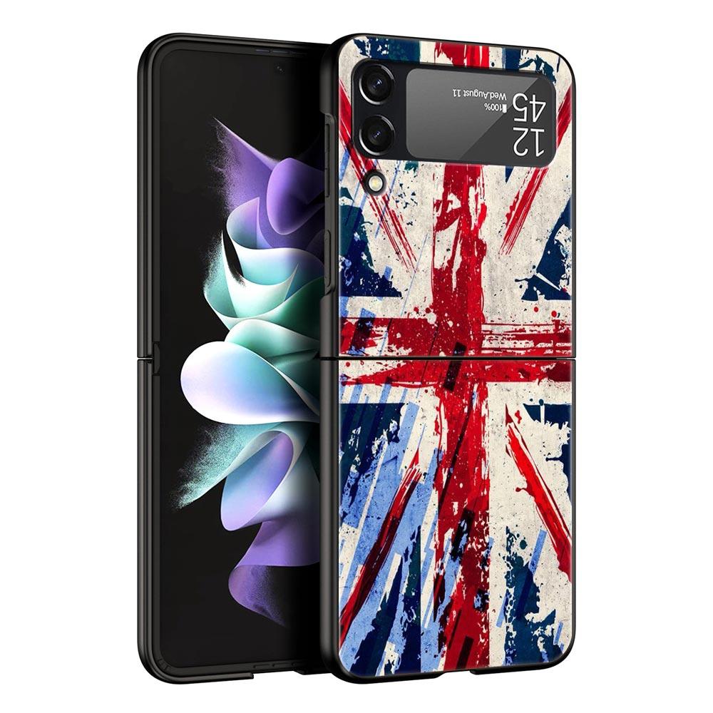 

England UK flags Phone Case For Samsung Galaxy Z Flip3 Flip4 Flip5 PC Bumper Shell For Z Flip 3 4 5 Black Hard Folding Cover Galaxy Z Flip 3