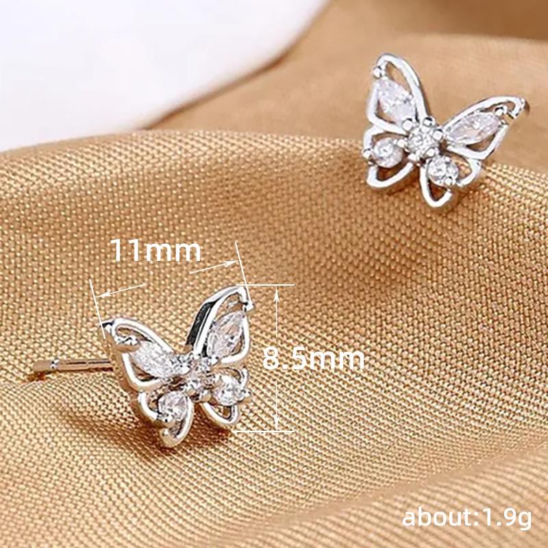 Exquisite Butterfly Stud Earrings, Spring Rain Elf Internet Celebrity Light Luxury Earrings, Super Flash Gentle Women'S Earrings