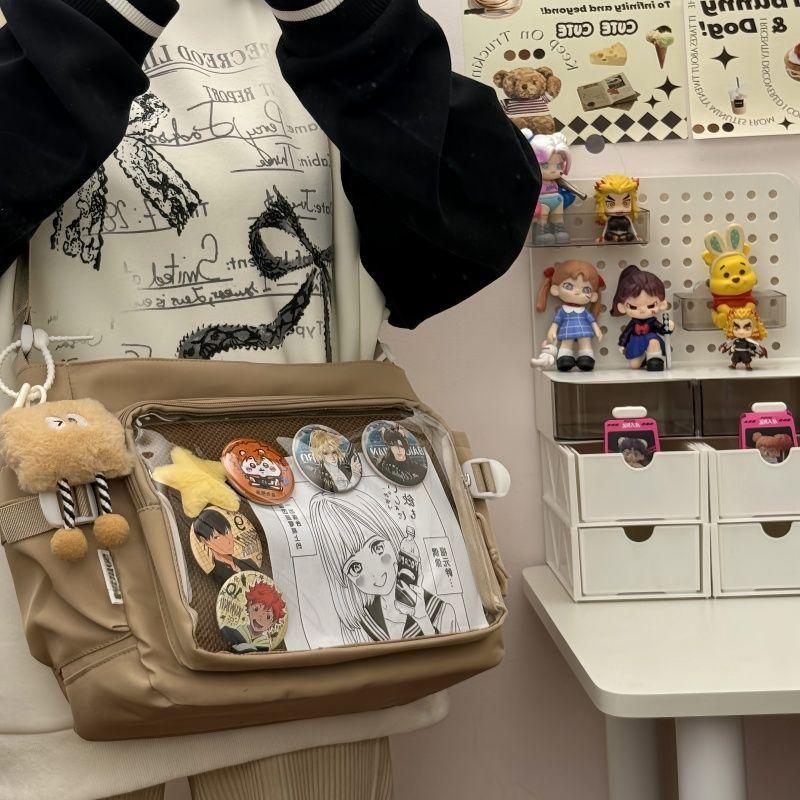 College Style Versatile Class Loading Book Simple Large Capacity Mail Carrier Bag Female Transparent Bar Shoulder Bag Pain Bag