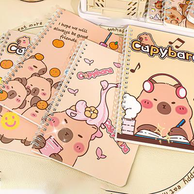 Thickened Waterproof Notebook Cartoon Capybara Line Circle Cute Diary Book Exam Preparation Resource Organizer Notebook