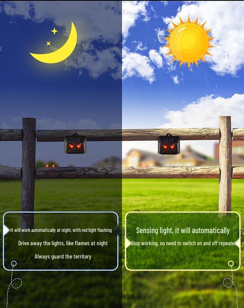 Solar-Powered Waterproof Outdoor Animal Repeller with Automatic Night Light