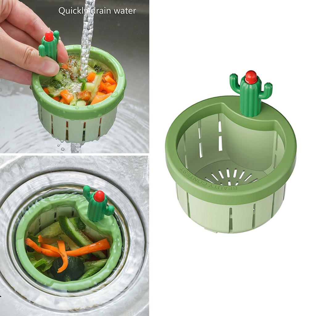 Mehrfach verwendbarer Kaktus Spülen Siebkorb Automatische Entleerungsfunktion Kaktusform Spülenfilterkorb Küchenzubehör