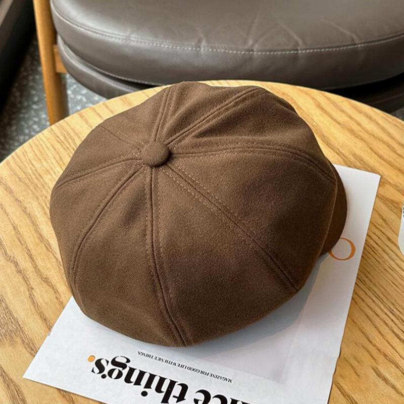 Painter Berets Girls Cap Newsboy Brand Latest Fresh Octagonal Winter Autumn Color Plain Solid Hat Beret Women Fashionable Trendy School Old Vintage