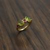 Simple and Fashionable Green Pink Alternating Oval Synthetic Zircon Women's Ring for Daily Wear Party Jewelry Accessories Gifts