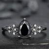 Luxury Ins Darth Vader Flower Lady Black Zircon Ring Stacked Wear Personality Light Luxury Premium Wedding Ring