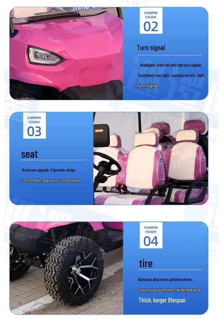 Electric 6-Seater Off-Road Golf Cart for Tours, Sightseeing, and Hotel Patrols