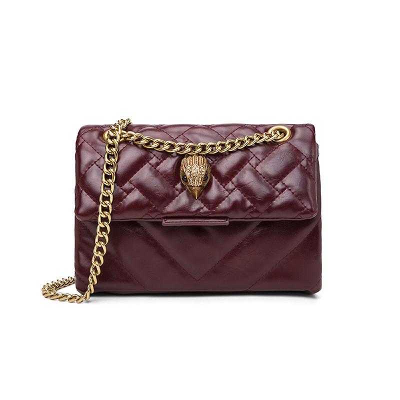 Elegant Black And Deep Red Retro European Style Handbag For Women With Quilted Design Deep Red