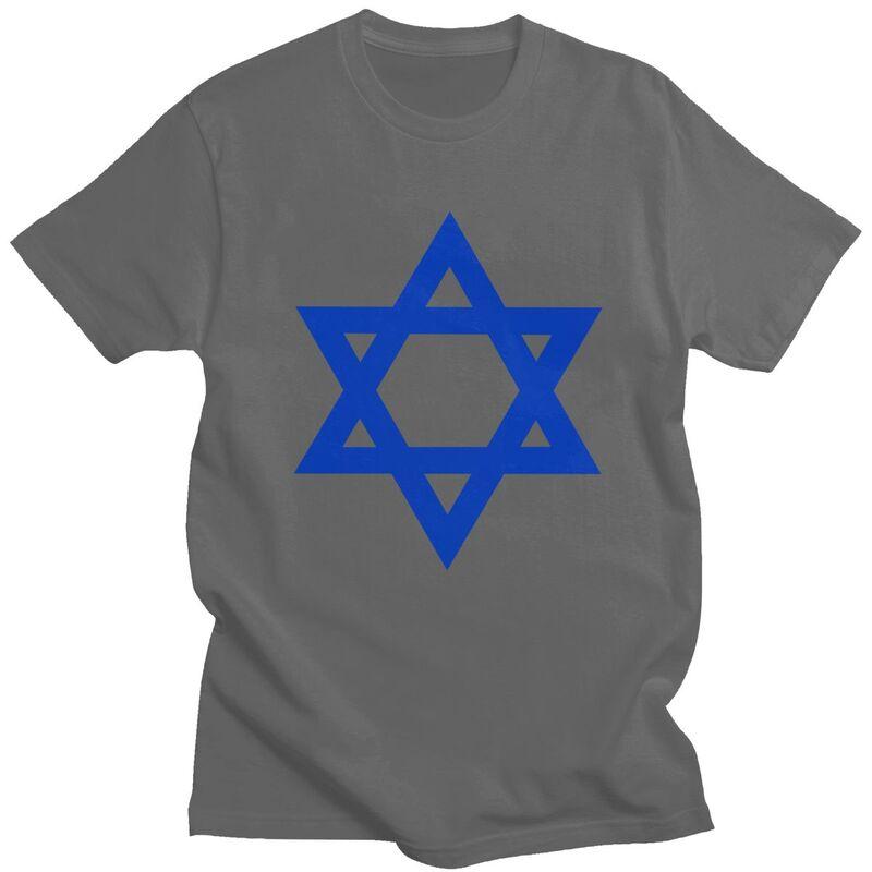 Individuelles Cooles Davidstern Israel Flagge T-Shirt Herren Kurzarm Reines Baumwoll-T-Shirt Israelischer Stolz Tee Oberteile Streetwear T-Shirt