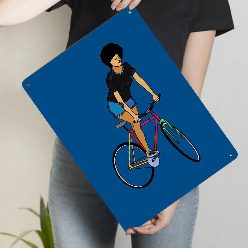 

Vintage Bicycle Girl Metal Wall Art Modern Home Decor Living Room Hanging Creative Gift for Her 20x30cm（7.8x11.8inch）