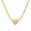 Plated Gold 18k Stainless Steel Heartshaped Alphabet Pendant Necklace For Women Fashionable And Versatile Snake Bone Lett Chain
