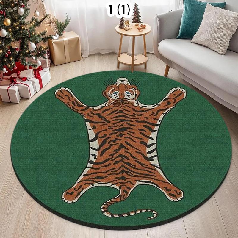 

Tiger Pattern Round Area Rug Soft Non-Slip Cute Animal Print Design Home Decor Carpet Bedroom Living Room Floor Decoration Mat 100cm