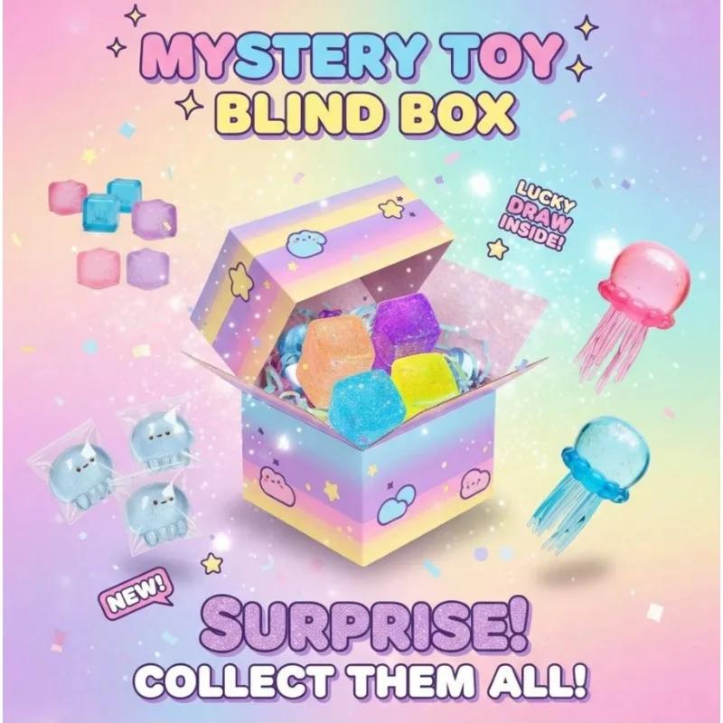 Bai Fen Bai Toys Mystery Squishy Blind Box – 2Pcs Random Chances Per Order | Cube & Jellyfish Surprise Toy Set