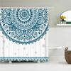 Bohemian 3D Shower Curtain, Indian Mandala Flower Green Blue Chic Color Modern Pattern Bathroom Fabric Home Decor Shower Curtain