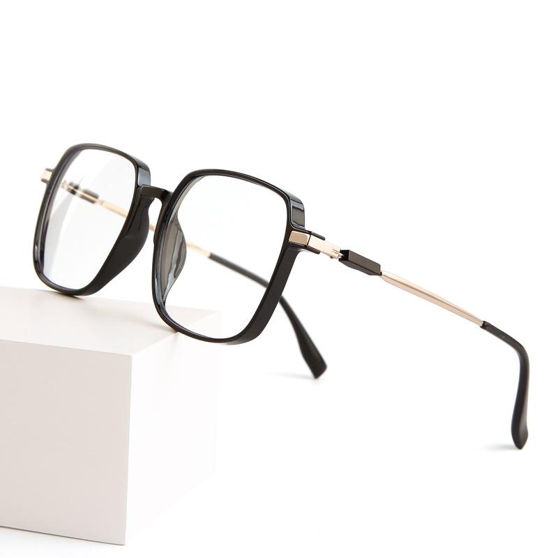 High-value photosensitive color-changing finished myopia glasses women's large-frame square plain and versatile anti-blue glasses