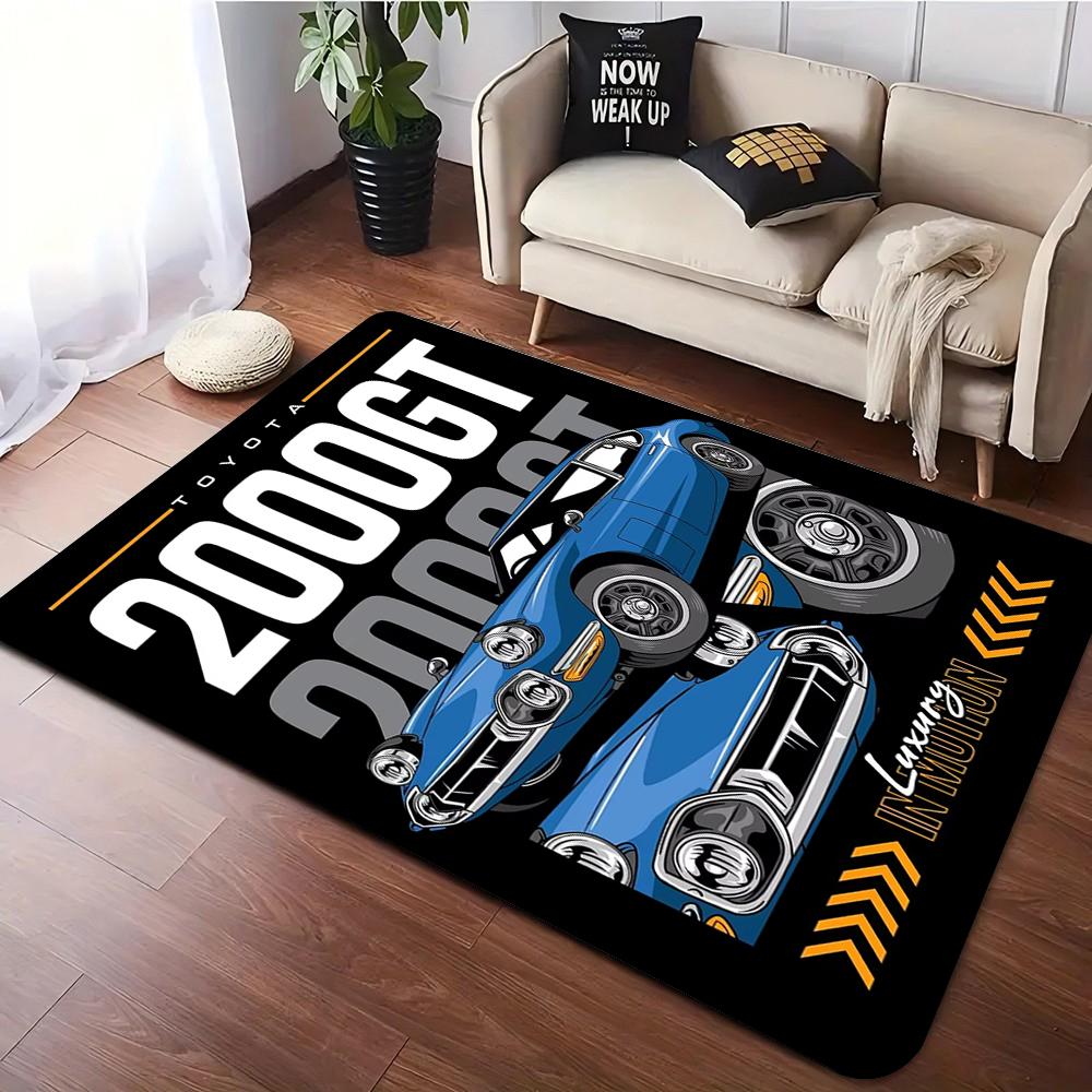 Vintage Japanese Manga Style Carpet for Living Room Bedroom J-DM Racing Car Retro Print Classic Cars Carpet for Home Decor Gifts