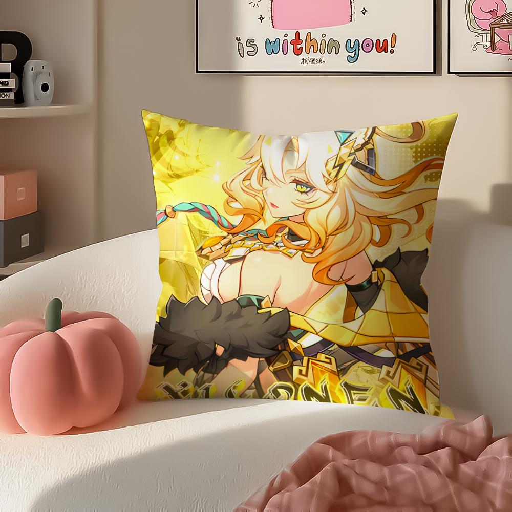 Game Genshin Xilonen Cushion Cover Pillowcase Short Plush Invisible zipper Room Sofa Cushion Cover