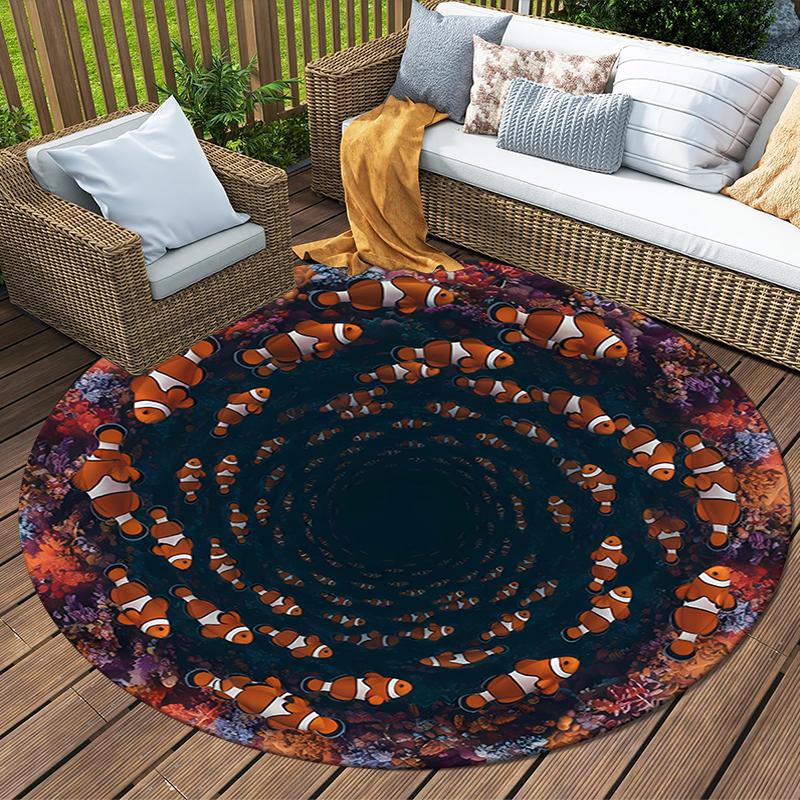 3D Vision Stone Round Area Rug,Carpet Rug for Living Room Bedroom Sofa Playroom Decor,Non-slip Floor Mat