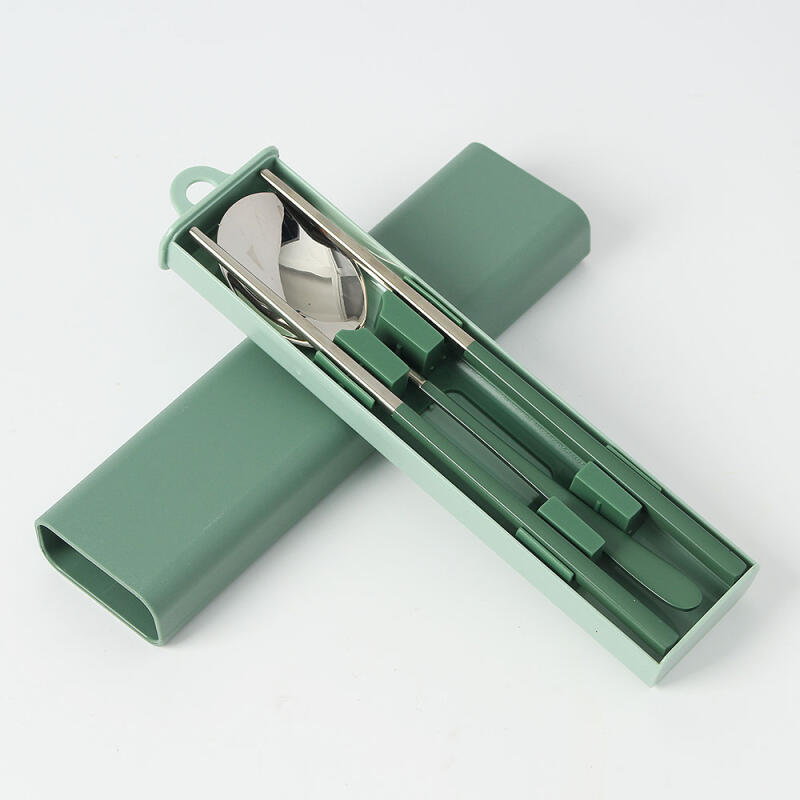 Портативный набор столовых приборов Гурман (зеленый)