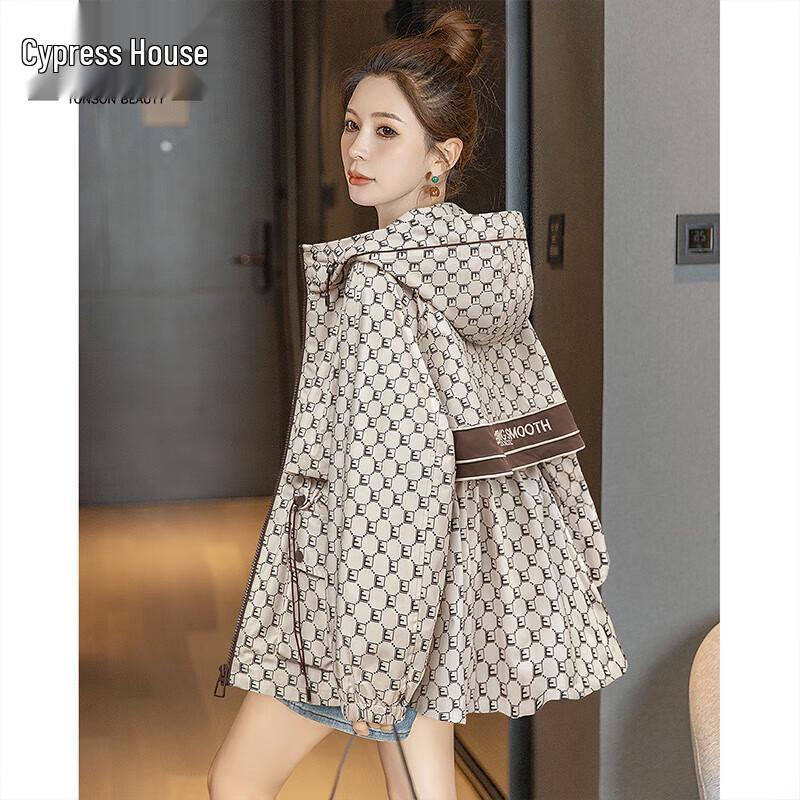 Women s Loose Color-block Hooded Jacket L