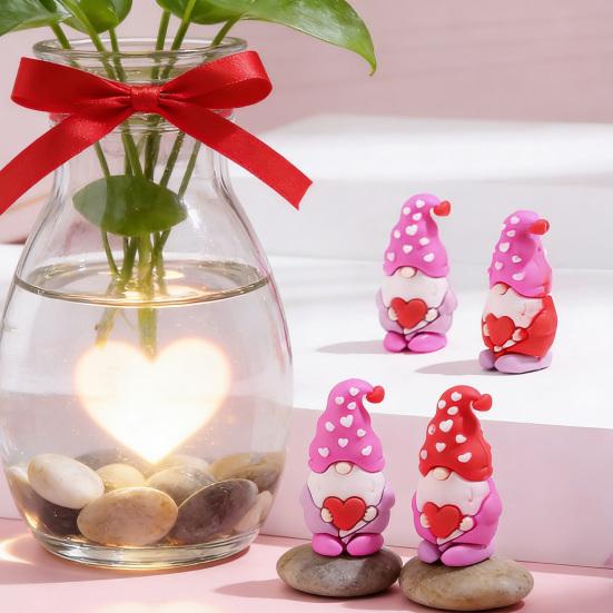 Mini Gnome Figurines Set for Hide And Seek Game Valentines Day Heart Gnomes Red Pink Unique Home Table Decor Romantic Gifts